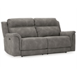 Bowery Hill Contemporary 2-Seat Faux Leather Reclining Sofa in Gray