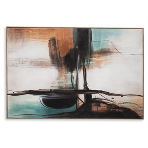 Bowery Hill Contemporary Canvas Fabric Wall Art in Orange and Green