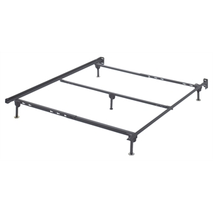 Bowery Hill Modern Queen Metal Bed Frame with Floor Glides in Black