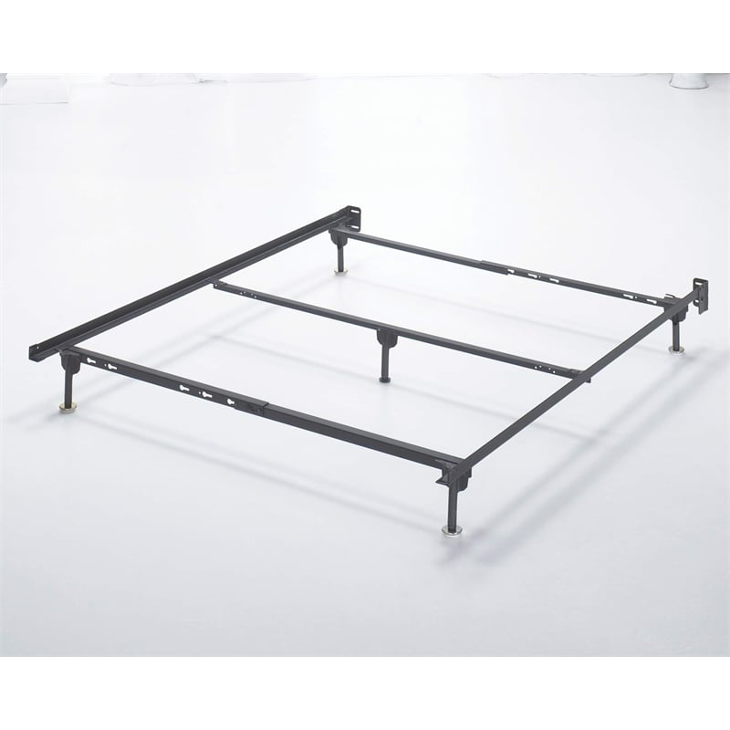 Bowery Hill Modern Queen Metal Bed Frame with Floor Glides in Black