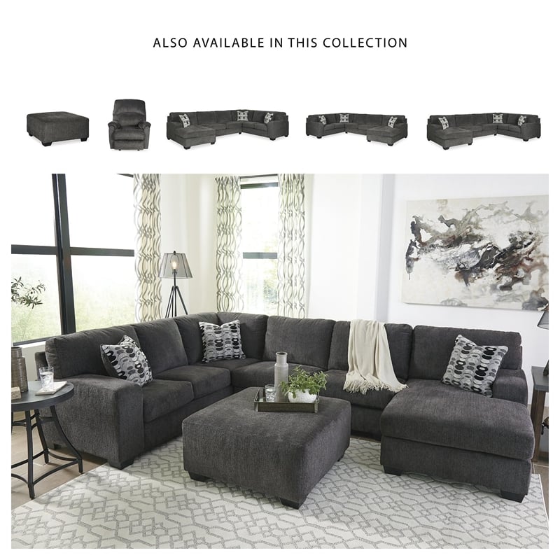 Bowery Hill Contemporary Fabric Oversized Accent Ottoman in Platinum