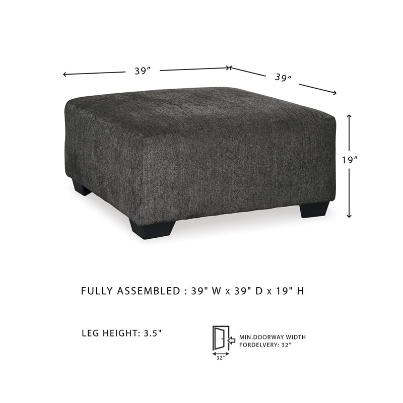 Bowery Hill Contemporary Fabric Oversized Accent Ottoman in Platinum