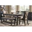 Bowery Hill Transitional Storage Wood Dining Table in Black and Gray
