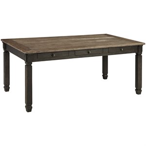 Bowery Hill Transitional Storage Wood Dining Table in Black and Gray
