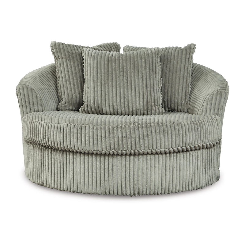 Bowery Hill Contemporary Oversized Swivel Fabric Accent Chair in Gray