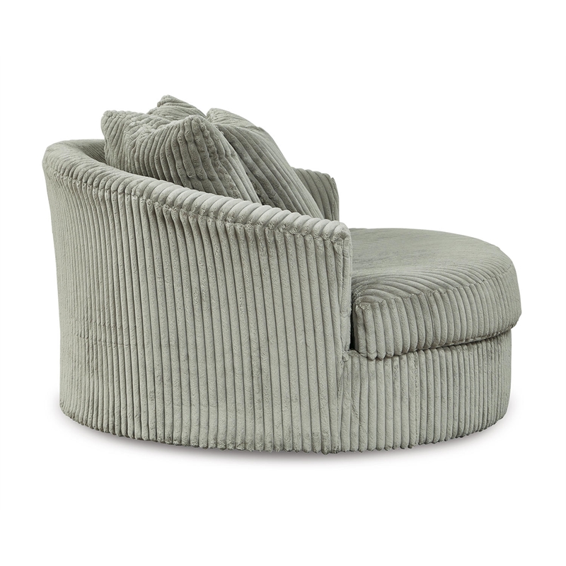 Bowery Hill Contemporary Oversized Swivel Fabric Accent Chair in Gray