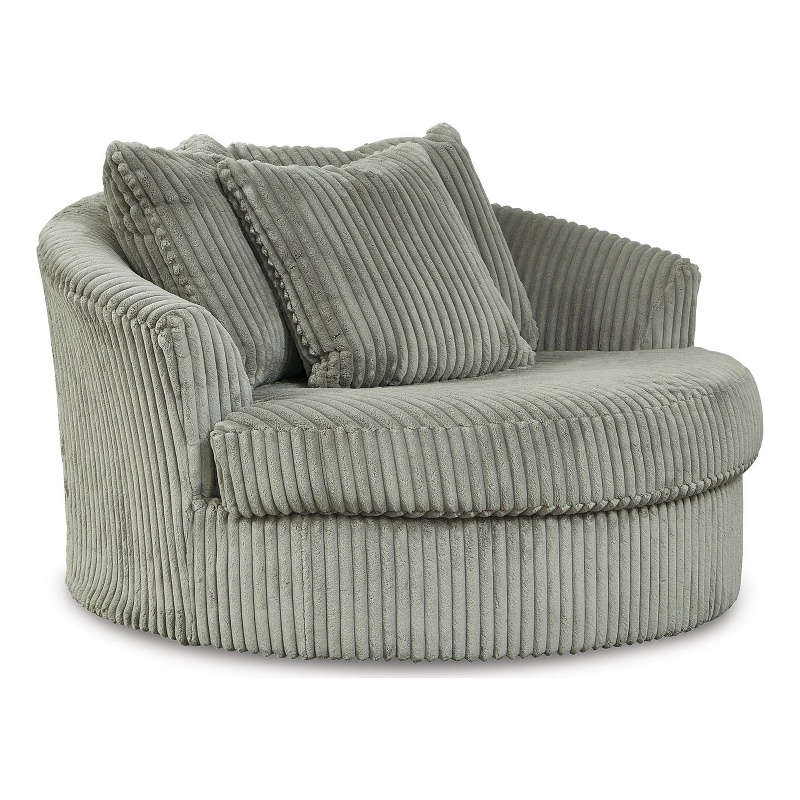 Bowery Hill Contemporary Oversized Swivel Fabric Accent Chair in Gray