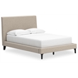 Bowery Hill Beige Engineered Wood Full Upholstered Bed with Roll Slats