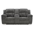 Bowery Hill Contemporary Polyester Gray Reclining Loveseat with Console