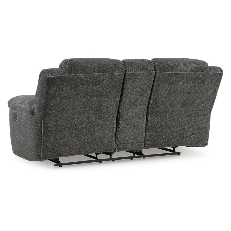 Bowery Hill Contemporary Polyester Gray Reclining Loveseat with Console