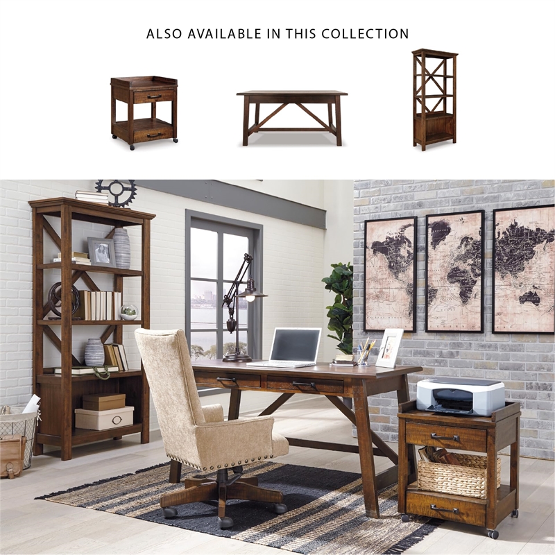 Bowery Hill Contemporary Engineered Wood Home Office Desk in Rustic Brown