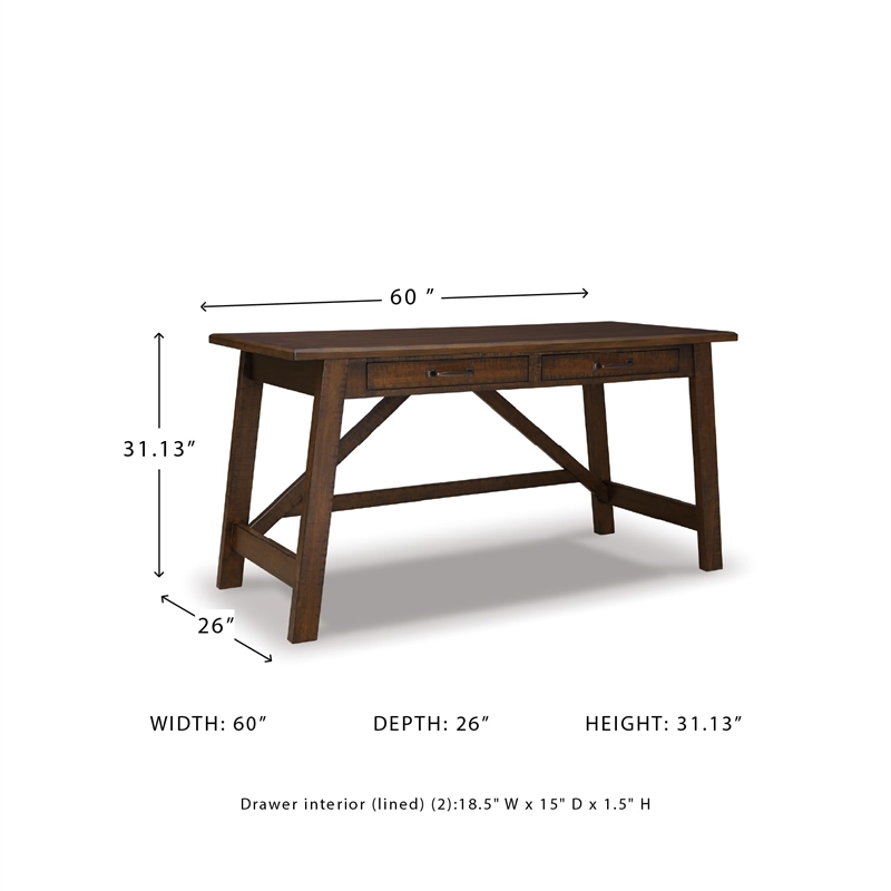 Bowery Hill Contemporary Engineered Wood Home Office Desk in Rustic Brown