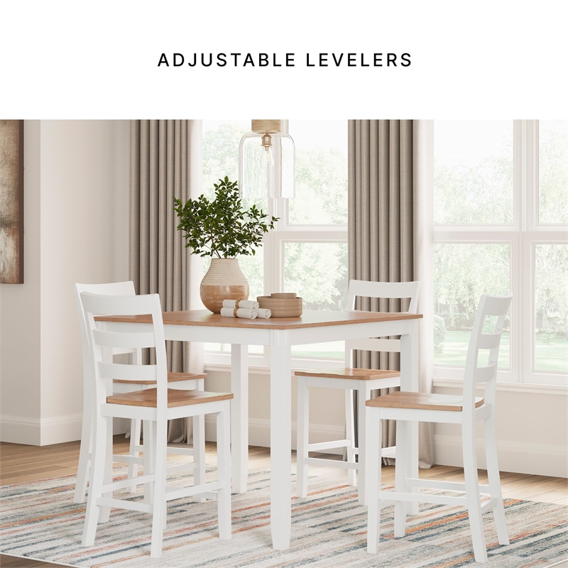 Bowery Hill Farmhouse White Wood Counter Height Dining Table Set - Set of 5