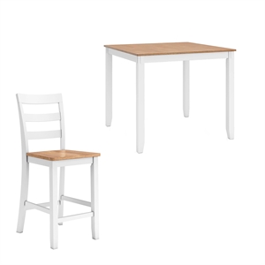 Bowery Hill Farmhouse White Wood Counter Height Dining Table Set - Set of 5