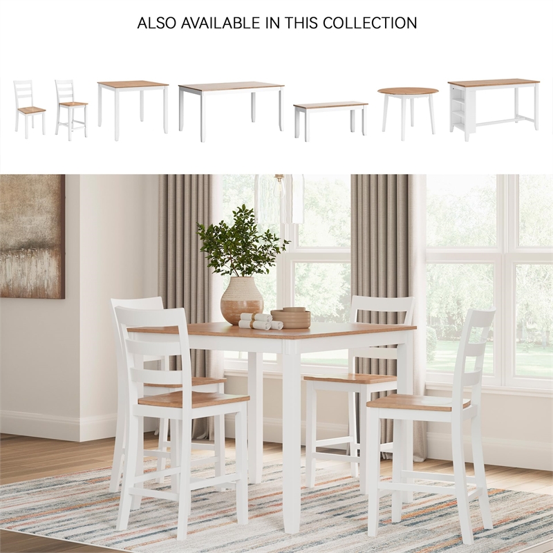 Bowery Hill Farmhouse White Wood Counter Height Dining Table Set - Set of 5