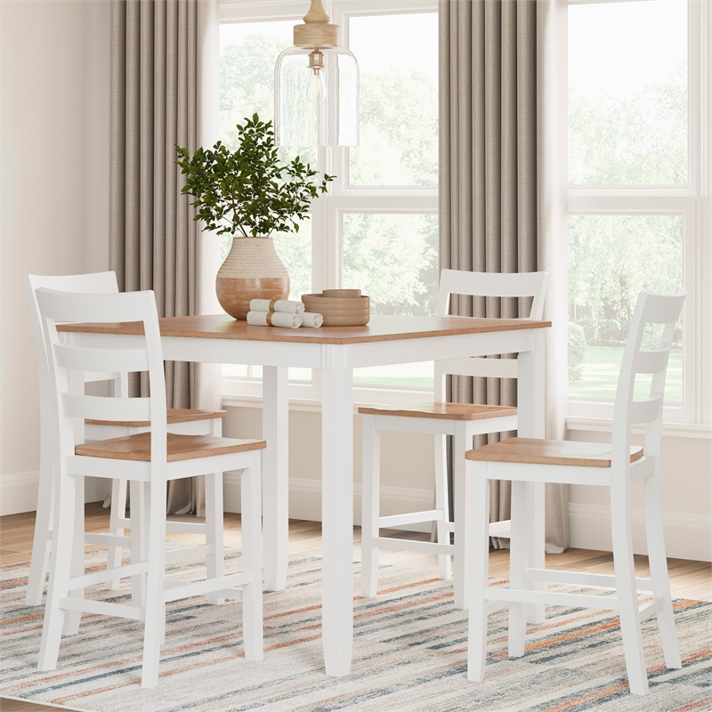 Bowery Hill Farmhouse White Wood Counter Height Dining Table Set - Set of 5