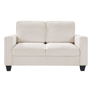 Bowery Hill 57&quotW Corduroy Loveseat Sofa with USB and Side Pockets in Beige