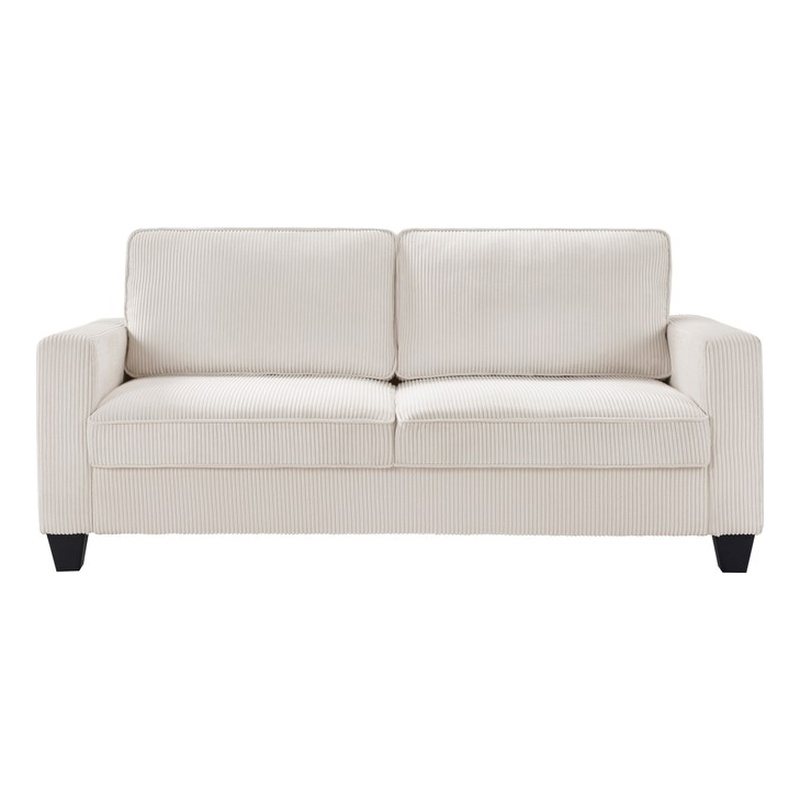 Bowery Hill Set of 2 Corduroy Beige Sofa and Loveseat with USB and Side Pockets
