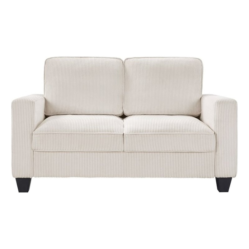 Bowery Hill Set of 2 Corduroy Beige Sofa and Loveseat with USB and Side Pockets