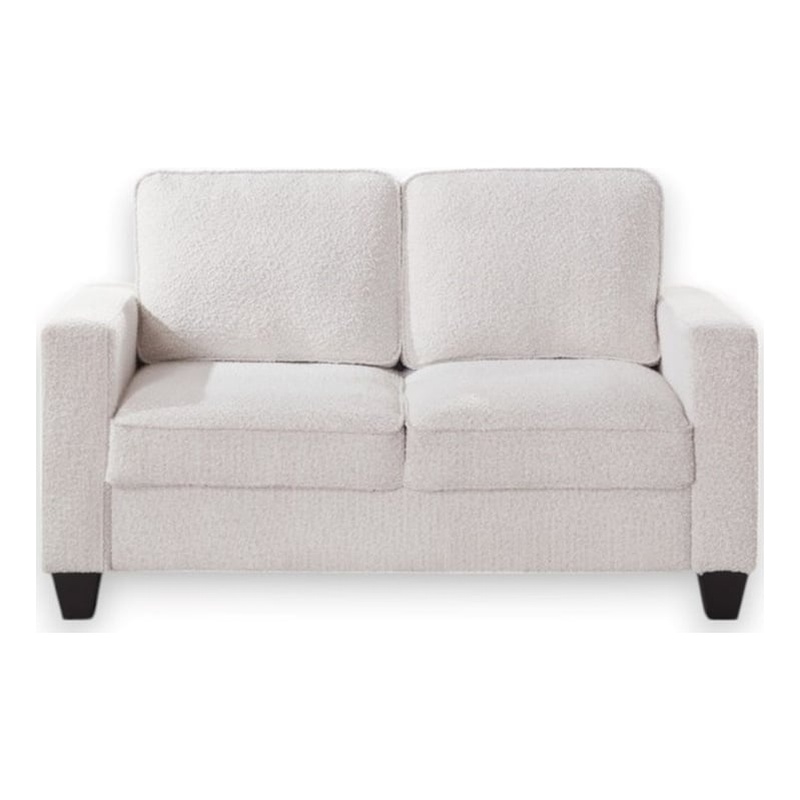 Bowery Hill Set of 2 Boucle Sofa and Loveseat with USB and Side Pockets in Beige