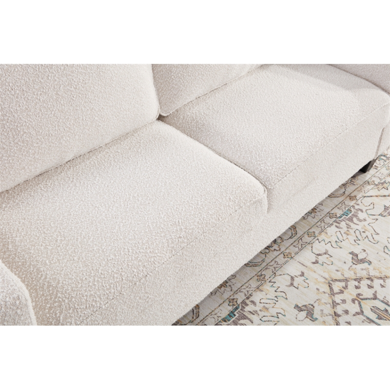 Bowery Hill Set of 2 Boucle Sofa and Loveseat with USB and Side Pockets in Beige