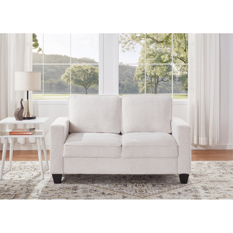Bowery Hill Set of 2 Boucle Sofa and Loveseat with USB and Side Pockets in Beige