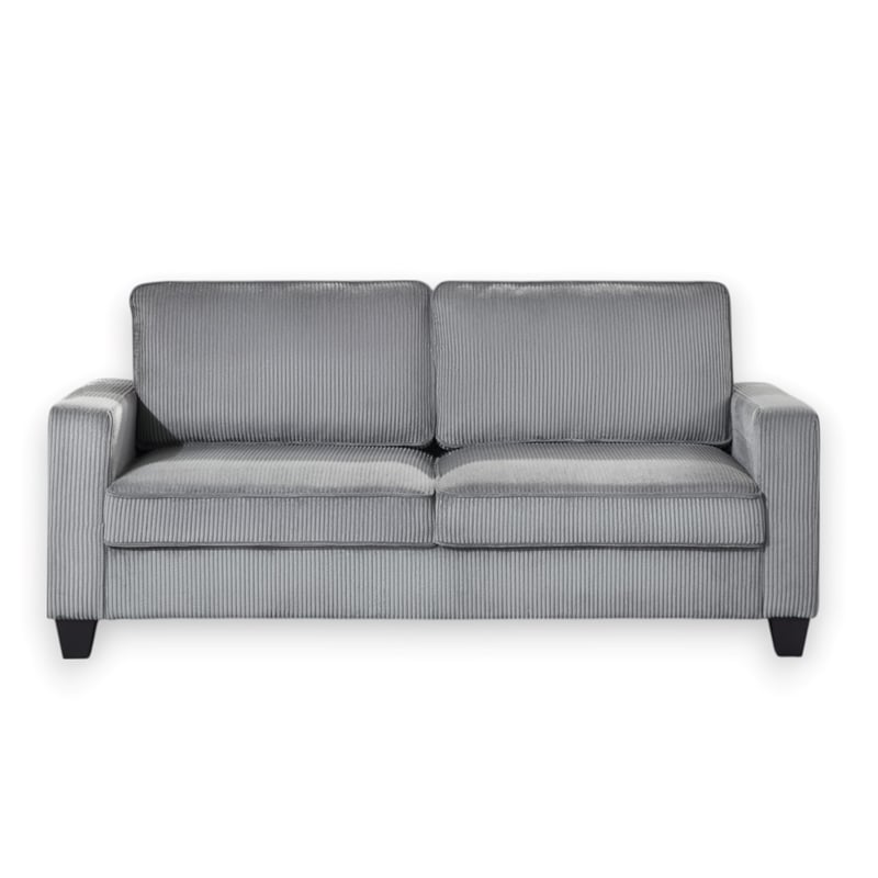 Bowery Hill Set of 2 Corduroy Gray Sofa and Loveseat with USB and Side Pockets