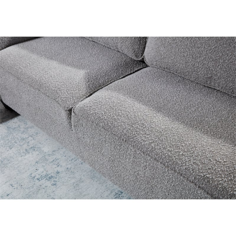 Bowery Hill Set of 2 Boucle Sofa and Loveseat with USB and Side Pockets in Gray