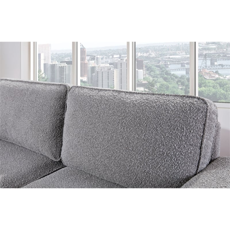 Bowery Hill Set of 2 Boucle Sofa and Loveseat with USB and Side Pockets in Gray