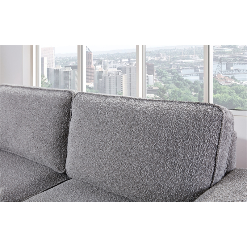 Bowery Hill Set of 2 Boucle Sofa and Loveseat with USB and Side Pockets in Gray