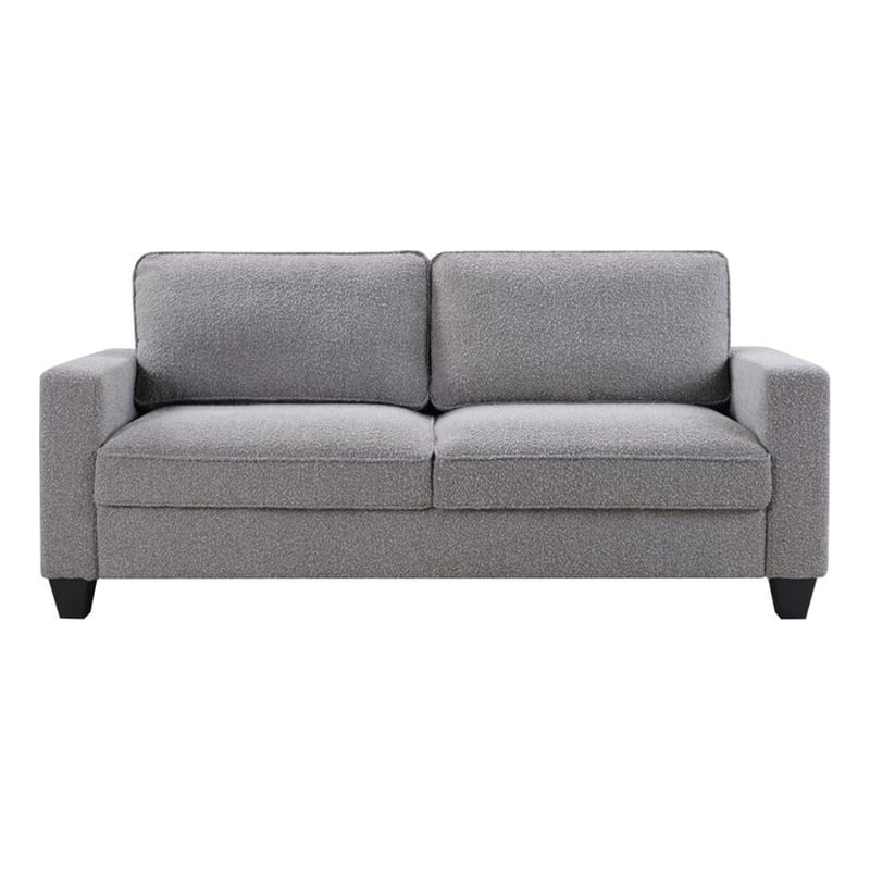 Bowery Hill Set of 2 Boucle Sofa and Loveseat with USB and Side Pockets in Gray