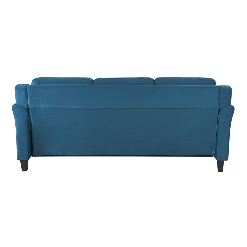 Bowery Hill Transitional Stationary Sofa in Blue Fabric Upholstery