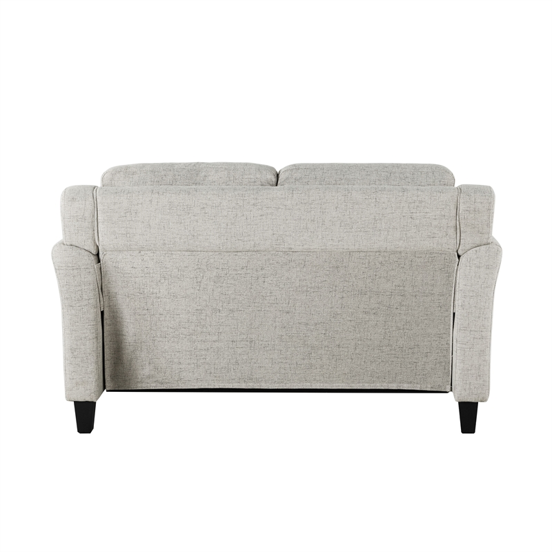 Bowery Hill Set of 2 Stationary Sofa and Loveseat in Beige Fabric Upholstery