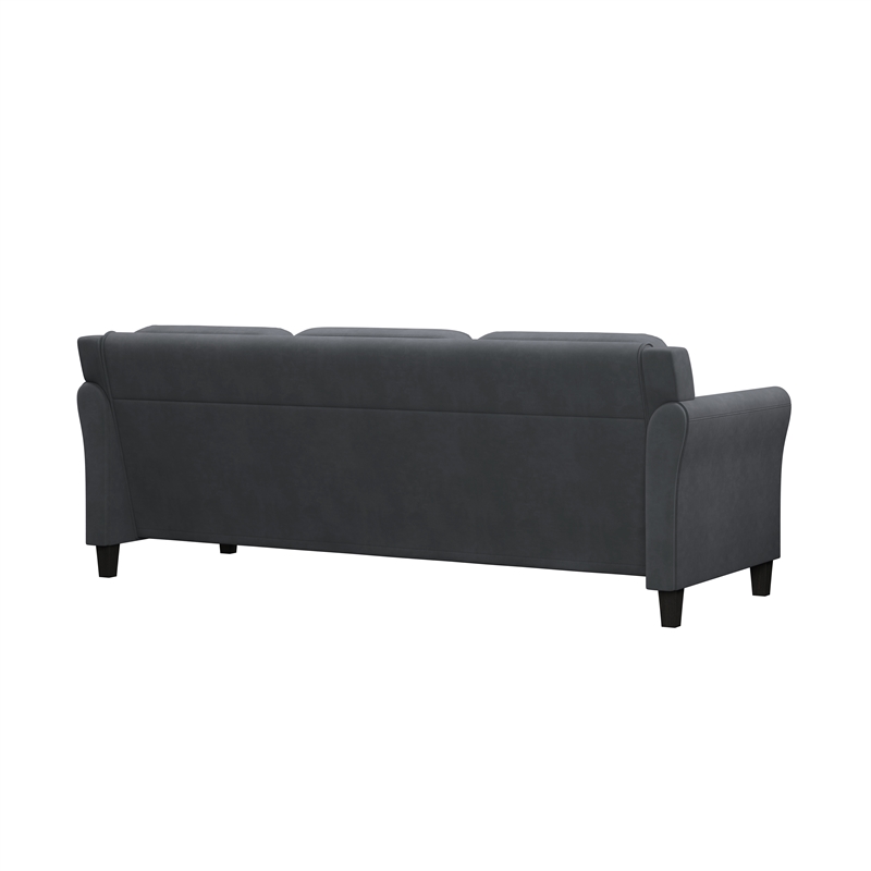 Bowery Hill Set of 2 Dark Gray Microfiber Upholstered Stationary Sofa & Loveseat