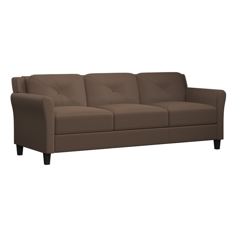 Bowery Hill Set of 2 Brown Microfiber Upholstered Stationary Sofa & Loveseat