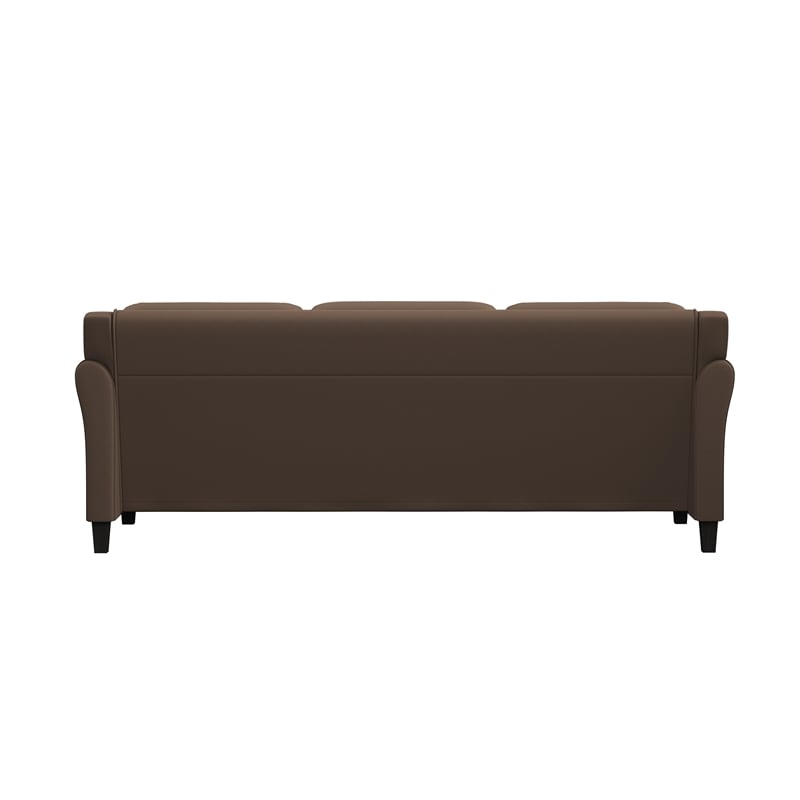 Bowery Hill Set of 2 Brown Microfiber Upholstered Stationary Sofa & Loveseat