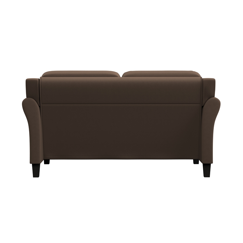 Bowery Hill Set of 2 Brown Microfiber Upholstered Stationary Sofa & Loveseat