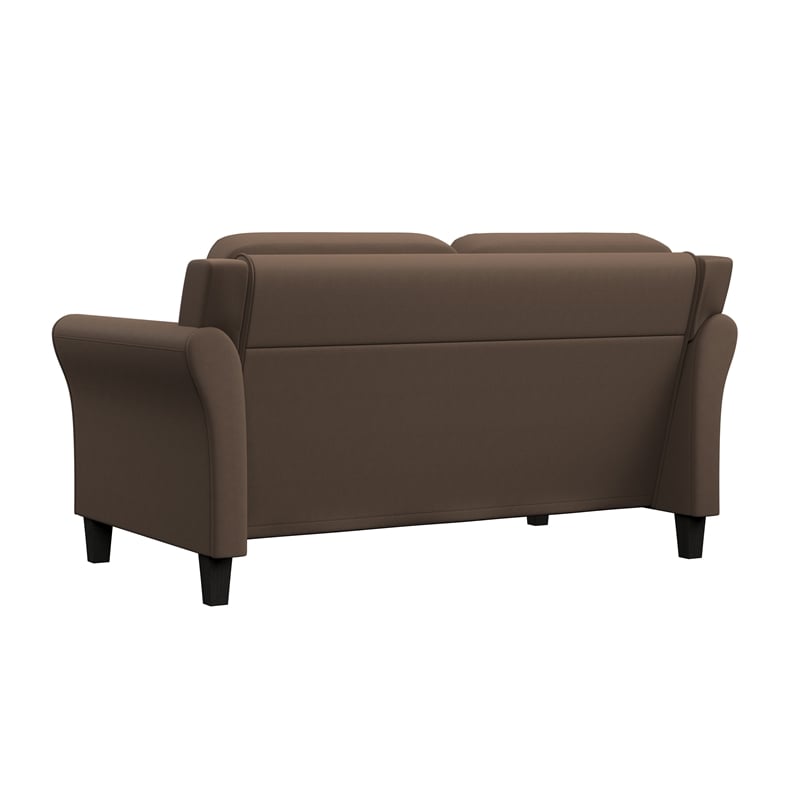Bowery Hill Set of 2 Brown Microfiber Upholstered Stationary Sofa & Loveseat