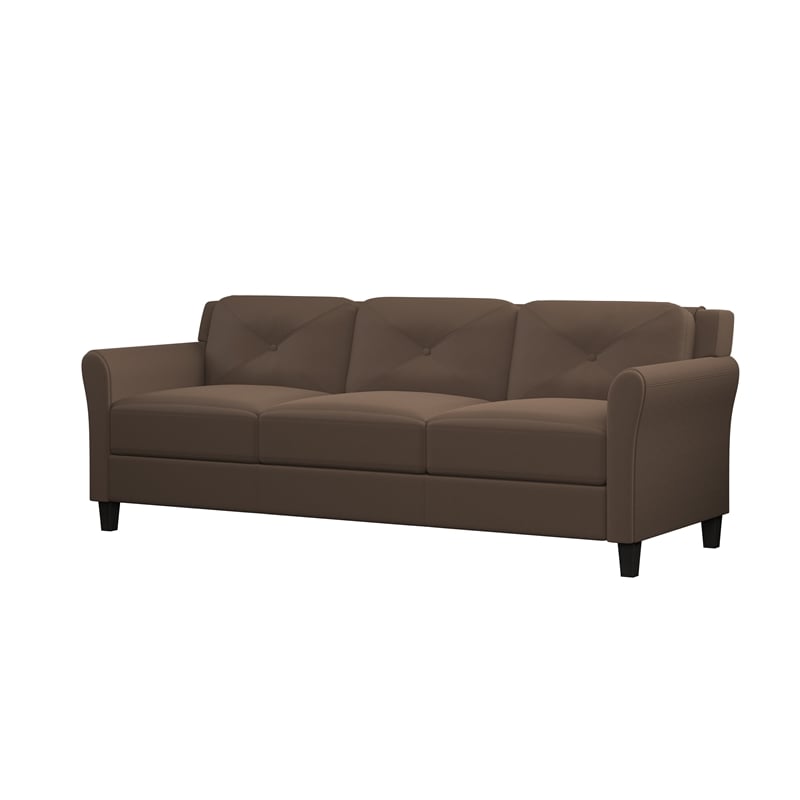 Bowery Hill Set of 2 Brown Microfiber Upholstered Stationary Sofa & Loveseat