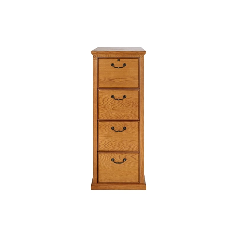 Bowery Hill Transitional 4 Drawer Wood Filing Cabinet in Natural
