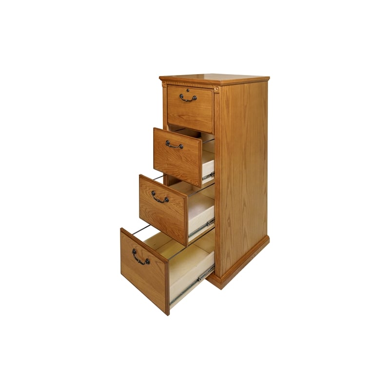 Bowery Hill Transitional 4 Drawer Wood Filing Cabinet in Natural