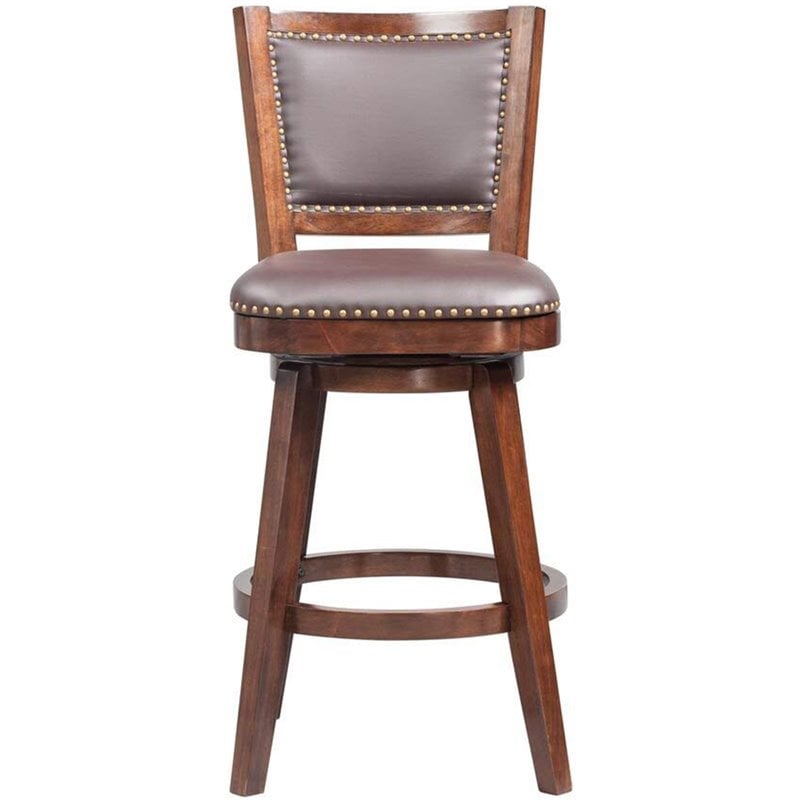 Bowery Hill Wood Bar Height Swivel Stool in Cappuccino Finish