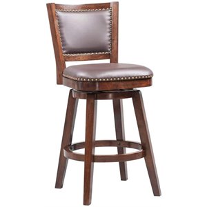 Bowery Hill Wood Bar Height Swivel Stool in Cappuccino Finish