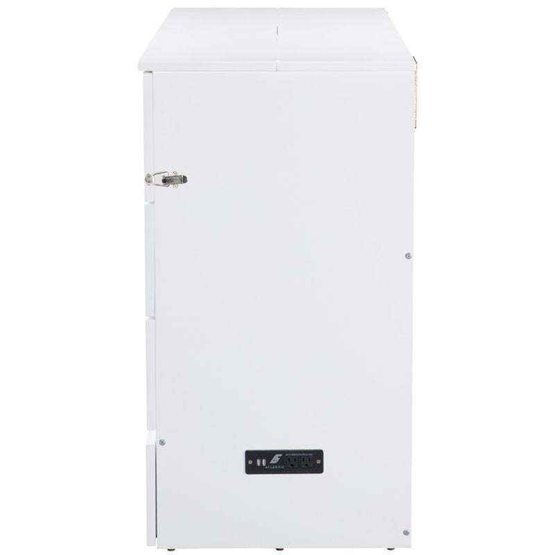 Bowery Hill Queen Solid Wood Modern Murphy Bed Chest with Mattress in White