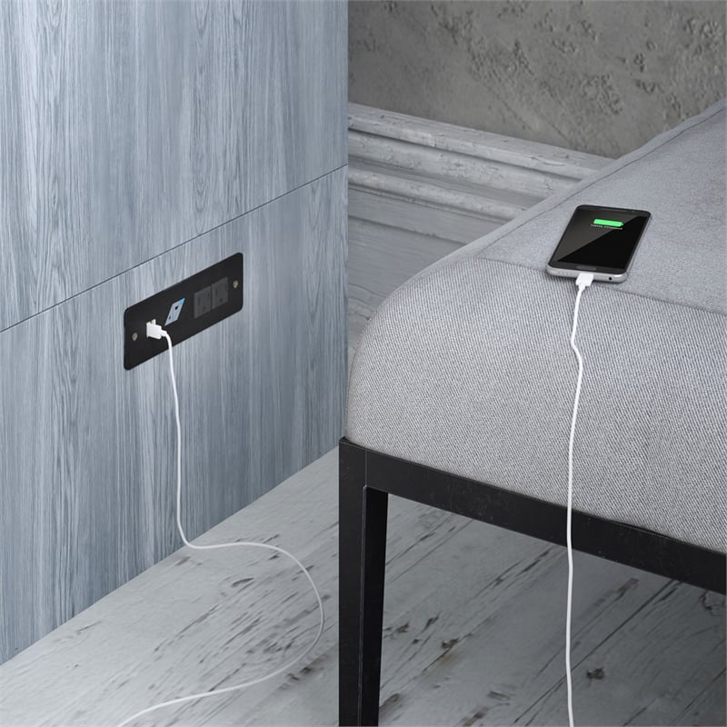 Bowery Hill Queen Solid Wood Modern Murphy Bed Chest with Mattress in Driftwood