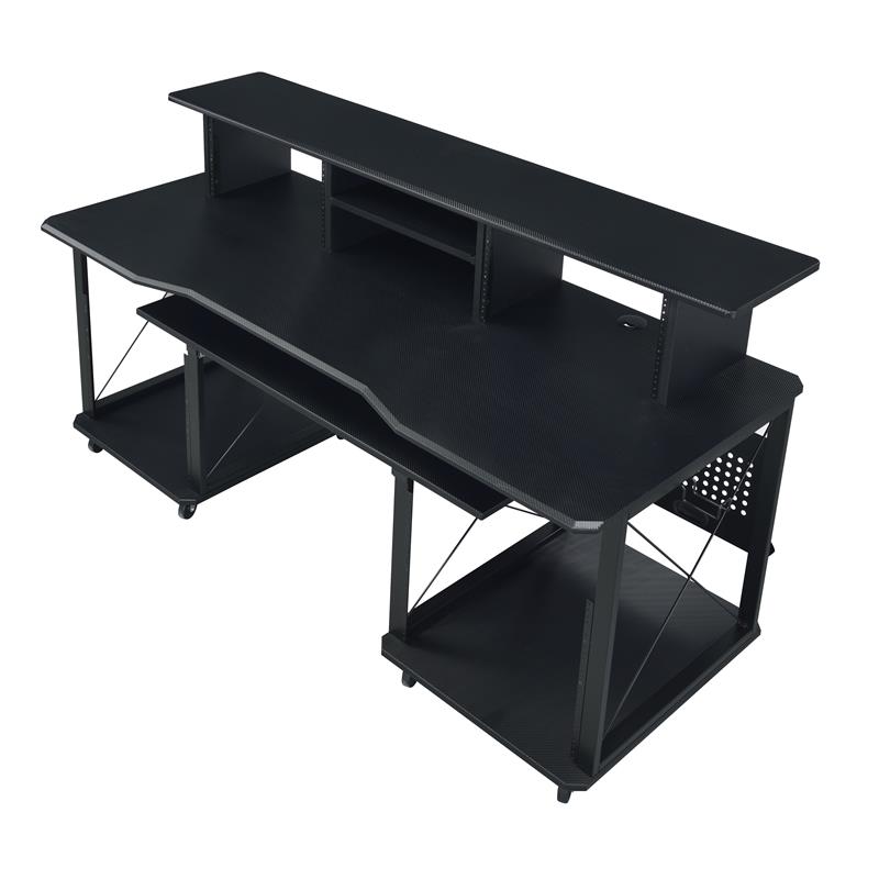 Bowery Hill Music Desk with Shelves And Compartments in Black Finish