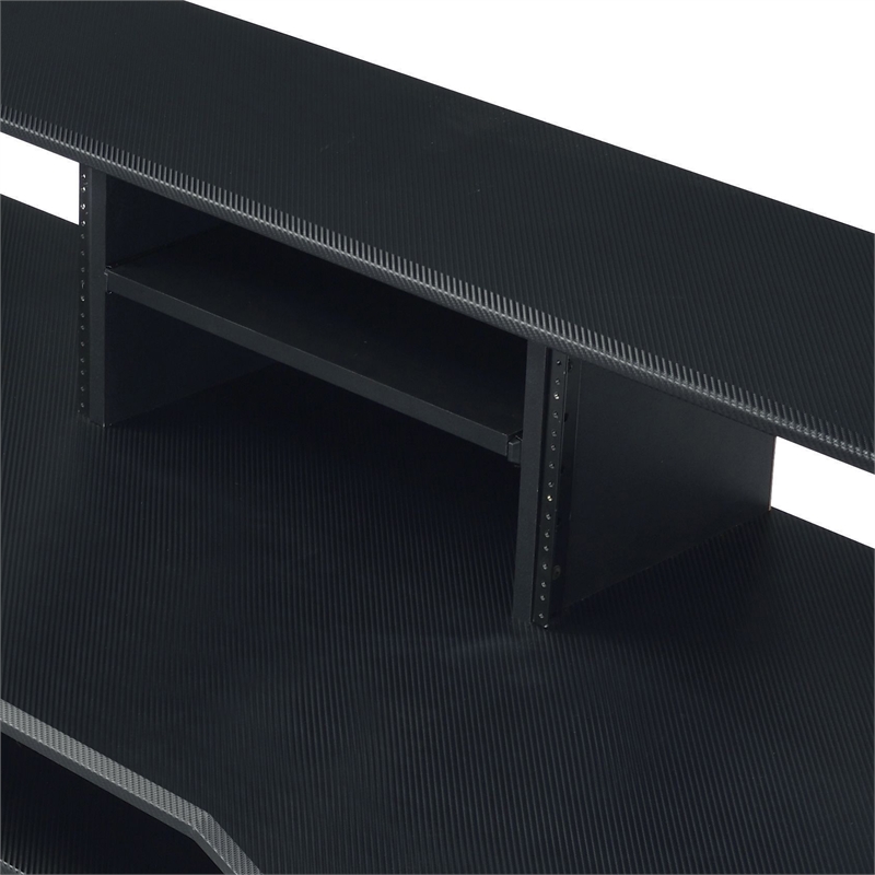 Bowery Hill Music Desk with Shelves And Compartments in Black Finish