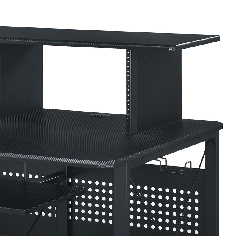 Bowery Hill Music Desk with Shelves And Compartments in Black Finish