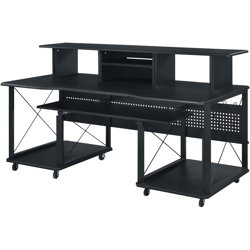 Bowery Hill Music Desk with Shelves And Compartments in Black Finish