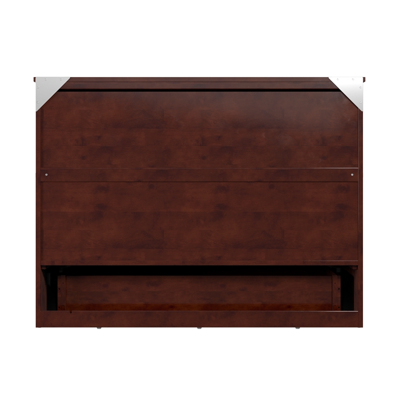 Bowery Hill Full Solid Wood Modern Murphy Bed Chest with Mattress in Walnut